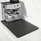 Rnivvi Coffee Mat, 16" x 24" Coffee Bar Mats for Espresso Machine Station Accessories and Organizer, Hide Stain Rubber Backed Absorbent Dish Drying Pad for Kitchen Counter, Cute Bar Decor Pad, Black
