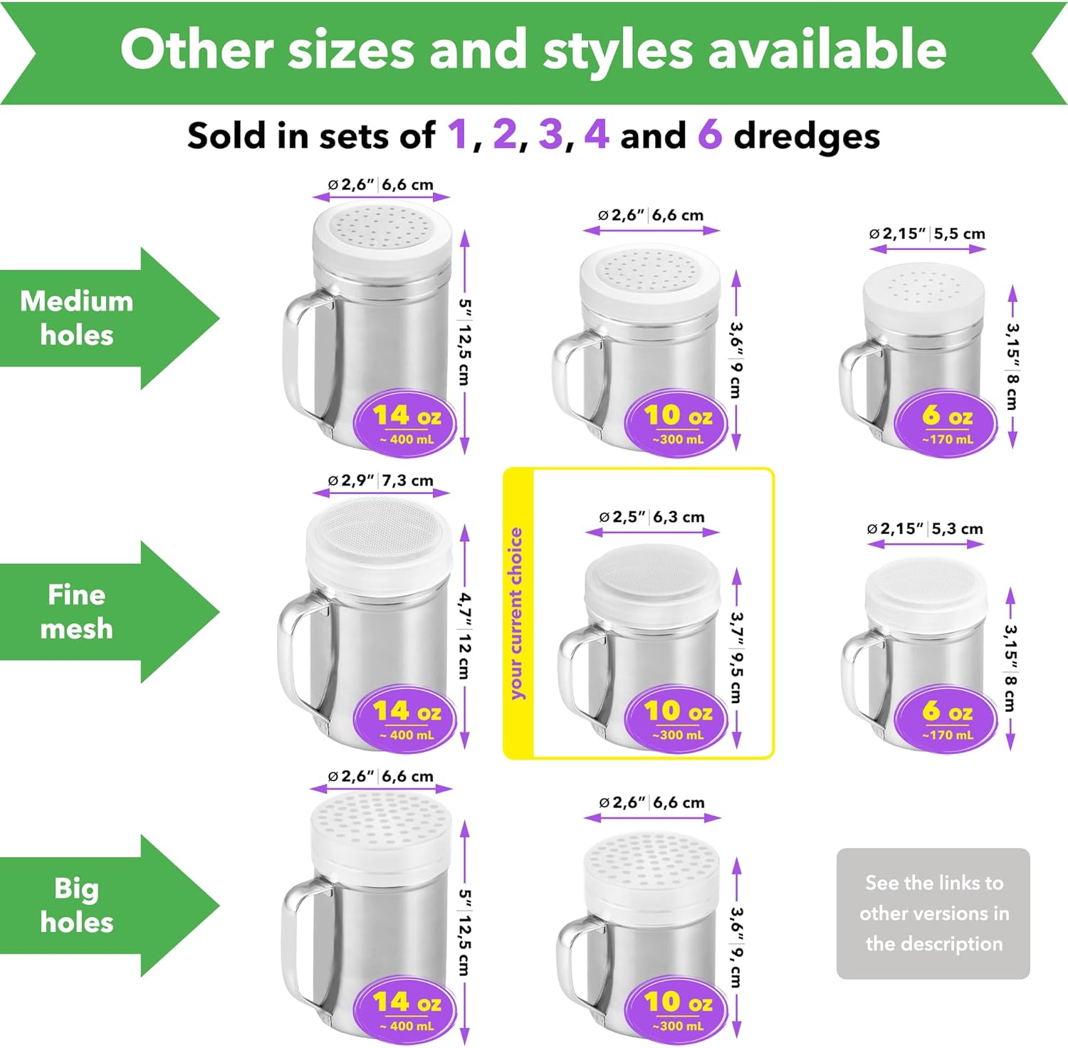 CUSINIUM Powdered Sugar Shaker Duster - With Handle - Cinnamon Shaker For Coffee Bar - Fine Mesh Dredge - 10 ounce | Style: Fine