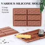 1 Pc Chocolate Bar Mold Deep Dubai Stuffed Silicone Molds for Filling Knafeh Pistachio Chocolate Bar and Wax Melts Rectangle Thick Candy Bar Molds Break Apart (10 Snap）