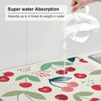 Large Dish Drying Mats For Kitchen Counter Microfiber Kitchen Drying Mat XL Draining Pad Absorbent Quick Drying Dish Mat 18x24 Inch - Cherry