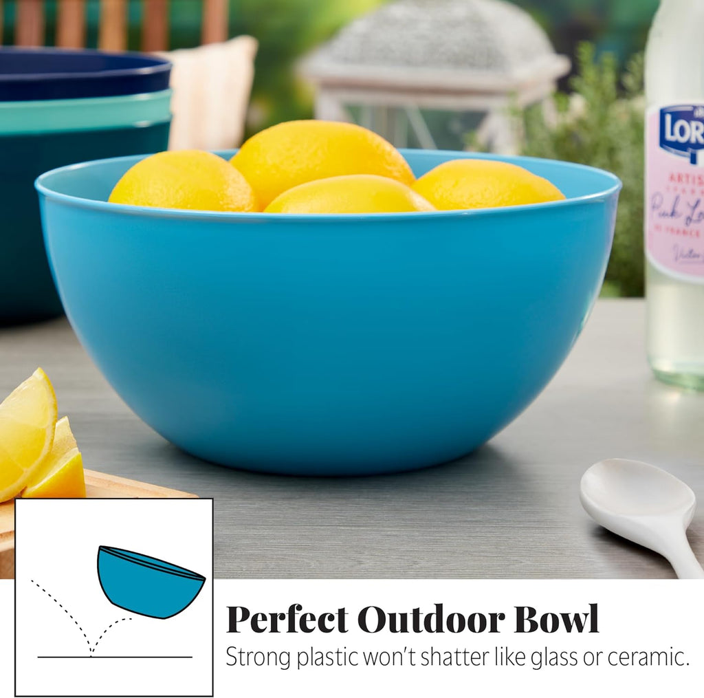 US Acrylic Vista Durable Plastic Salad and Serving 10-inch Bowls | Set of 4 in Coastal Colors | Reusable, BPA-free, Made in the USA | 135 oz. capacity