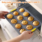 Muffin Pan, Cupcake Pan, Set of 2, 12-Cup Muffin Tin, Non-Stick Bakeware, Easy to Release and Clean, Baking Molds, Muffin Tray, Molds for Homemade Cupcakes & Muffins (Blue silicone)