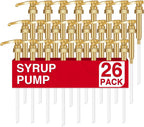 VOISEN Coffee Syrup Pumps, Syrup Pump, 26 Pack Gold Skinny Syrup Pump for 750ml 25.4oz Syrup Bottle, Syrup Pump Dispenser for Kitchen Dinning Coffee Bar Drinking Mixes,Davinci,Jordans