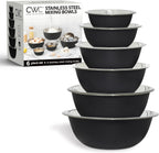 COOK WITH COLOR Stainless Steel Mixing Bowls Set - Nesting Bowls, 6 Pieces, Black
