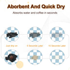 Dish Drying Mat for Kitchen, 15.7'' x 23.6'' Checkered Coffee Bar Mat for Countertops, Coffee Station Mat with Non-slip Rubber Backed, Absorbent Dish Dying Pat for Kitchen Counter, Blue & White