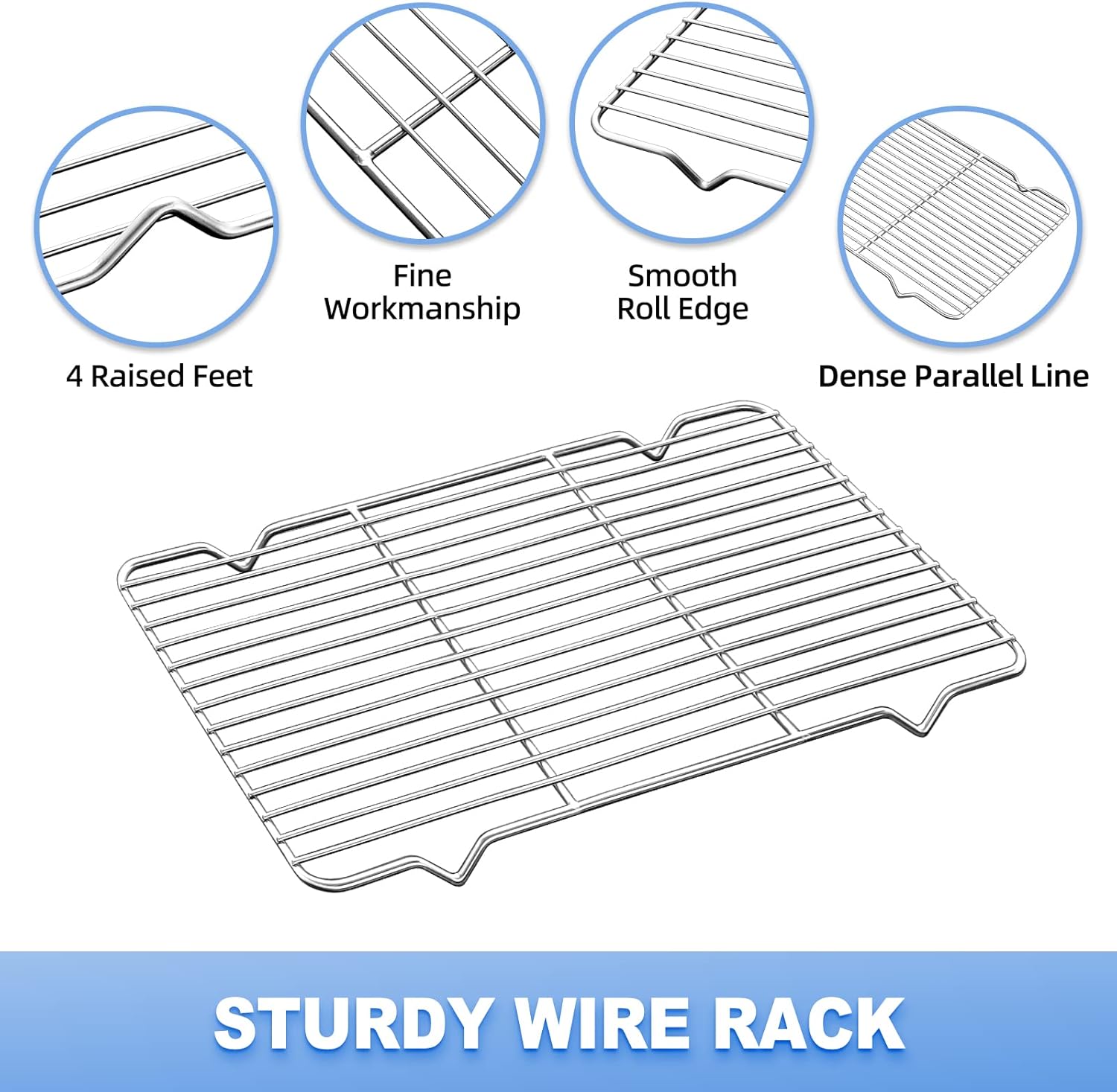 Baking Sheet with Cooling Rack (1 Cookie Sheet + 1 Baking Rack), Stainless Steel Small Baking Sheet Pan with Wire Rack, Toaster Oven Pans Size 10.4 x 8 x 1 Inch, Non-toxic & Heavy Duty & Non-stick