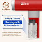 Kitchen in the box Cordless Rechargeable Hand Mixer for Kitchen, Portable Handheld Electric Mixer with Beaters, Whisks, 6-Speed Digital Display, Charging Base and USB-C Charge Cable (Cherry Red)