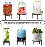 Heavy-duty Metal Beverage Drink Dispensers Stand, Drinking Crock Cold Water Glass Container Holder, Countertop Rack Base for Juice Lemonade Dispenser Mason Jar, Max Diameter 8", Black