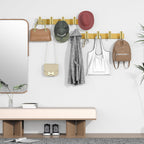 VAEHOLD Hat and Coat Wall Mount Rack - Hooks for Robes, Bags, Keys, and Towels - Bathroom Towel Hanger Organizer (Gold, “T“ Shape 5 Hooks 1 Pack)