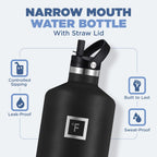 IRON °FLASK Camping & Hiking Hydration Canteens - 3 Lids (Narrow Straw Lid) Leak Proof Vacuum Insulated Stainless Steel - Hot & Cold Double Walled Sports Water Bottle - Cotton Candy, 64 Oz