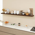 72 Inch Floating Shelves, 9.3" Deep Floating Shelf Wall Mounted, 72" Wall Shelves, Rustic Deep Bookshelf, Large Display Shelves & Storage Shelves for Bedroom, Living Room, Walnut, Set of 1