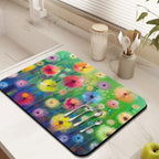 Dish Drying Mat for Kitchen Counter 24x18in Washable Quick Dish Drying Pad Rubber Backed Absorbent Draining Mat Fit Kitchen Counter,Bar,Under Sink,Dishes,Utensils,Dish Rack