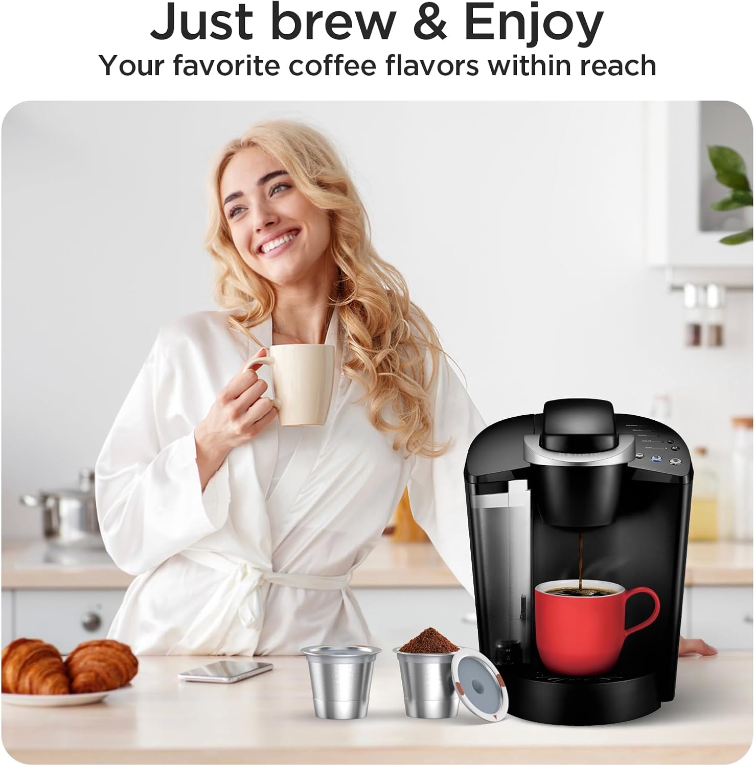 Reusable k Cup Coffee Filters,Universal stainless steel Refillable k Cups Filter Use for Keurig 2.0 and 1.0 Coffee Makers-brewers (6pack)