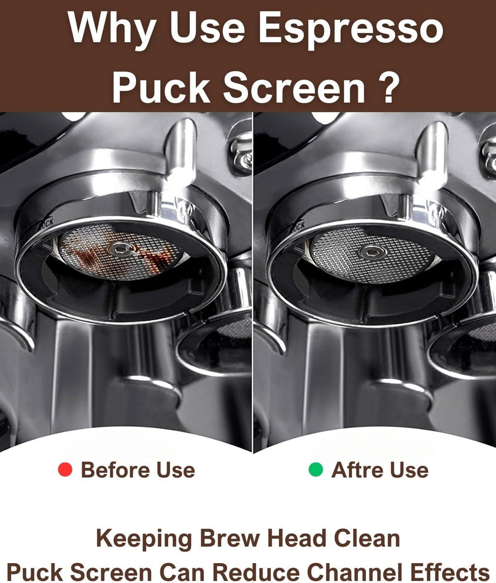 51mm Espresso Puck Screen, 0.8mm Thickness Stainless Steel Reusable Coffee Filter, Designed for Bottomless Portafilter Baskets, Enhances Espresso Extraction