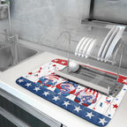 Giwawa 4th of July Gnomes Dish Drying Mat 18x24 inch Patriotic Elf Usa Stars Dish Drainer Mats Independece Day Large Microfiber Dish Drying Pad for Kitchen Countertop Holiday Decor
