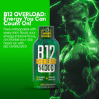 B12 Overload Extra Strength Energy Shot – Grape – 260mg Caffeine, 14000% B12, Electrolytes – Energy & Vitality Support – Zero Sugar No Calories – Vegan, Kosher, Gluten-Free – 1.93 fl oz, 24-Pack