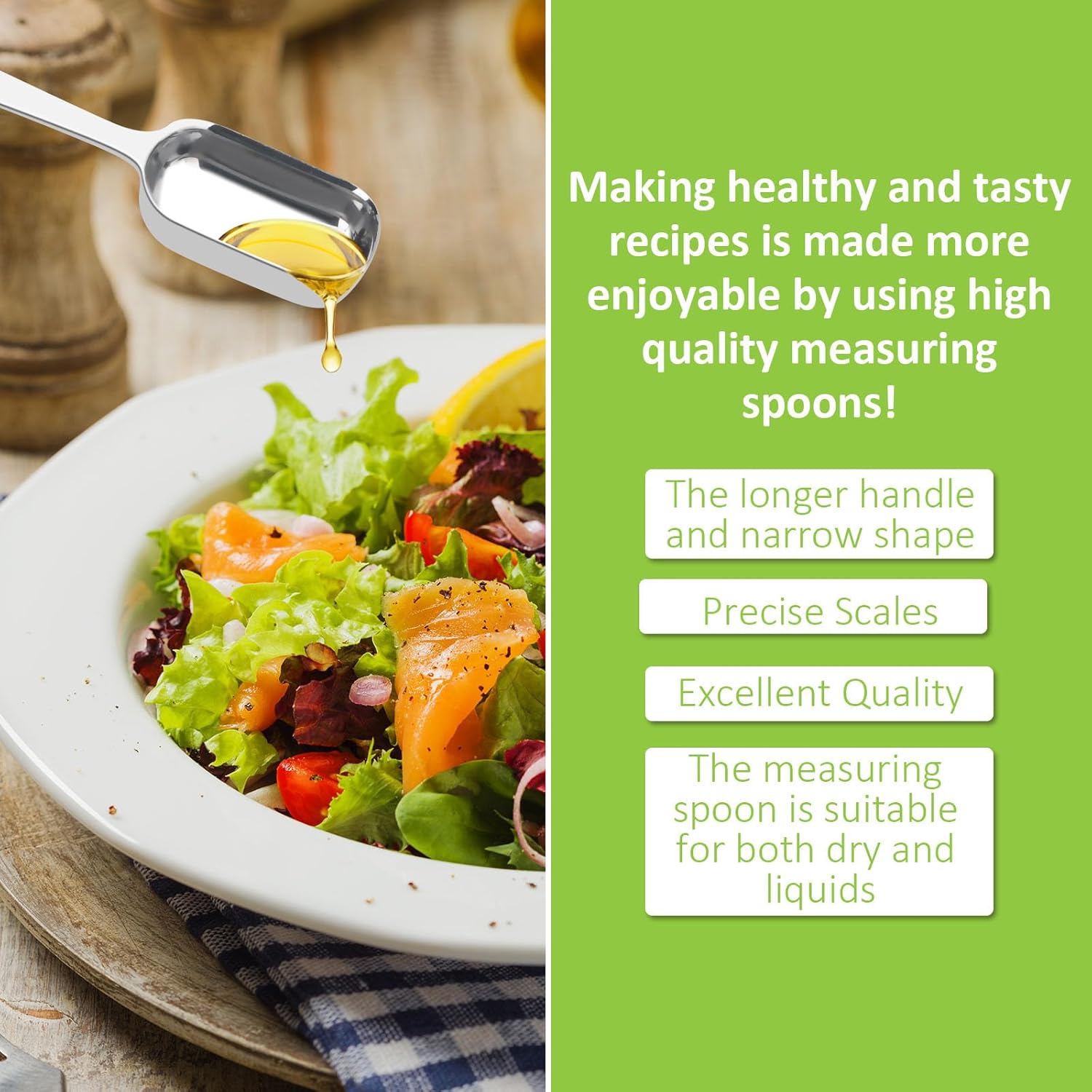 2 Pcs 1 Teaspoon(5 mL | 1 Tsp | 1/3 Tbsp | 5 cc | 1/6 oz) Stainless Steel Single Measuring Spoon, Long Handle Metal Measuring Spoon, Kitchen Gadgets for Cooking & Baking