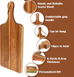 10 Packs Acacia Wood Cutting Board, 15 x 7 Inch Plain Chopping Board with Handles Large Serving Board Wooden Kitchen Cutting Board Bulk with Ropes for Vegetables Meat Pizza Cheese Fruit Bread