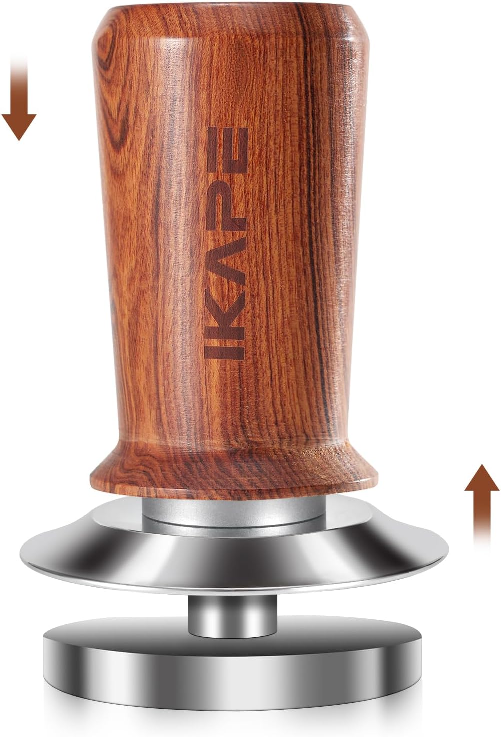 IKAPE 53.3mm Espresso Coffee Tamper, Spring-loaded Calibrated Tamper with Premium Stainless Steel, Newly Upgraded Walnut Tamper Compatible with 54 Breville Espresso Machine Bottomless Portafilter