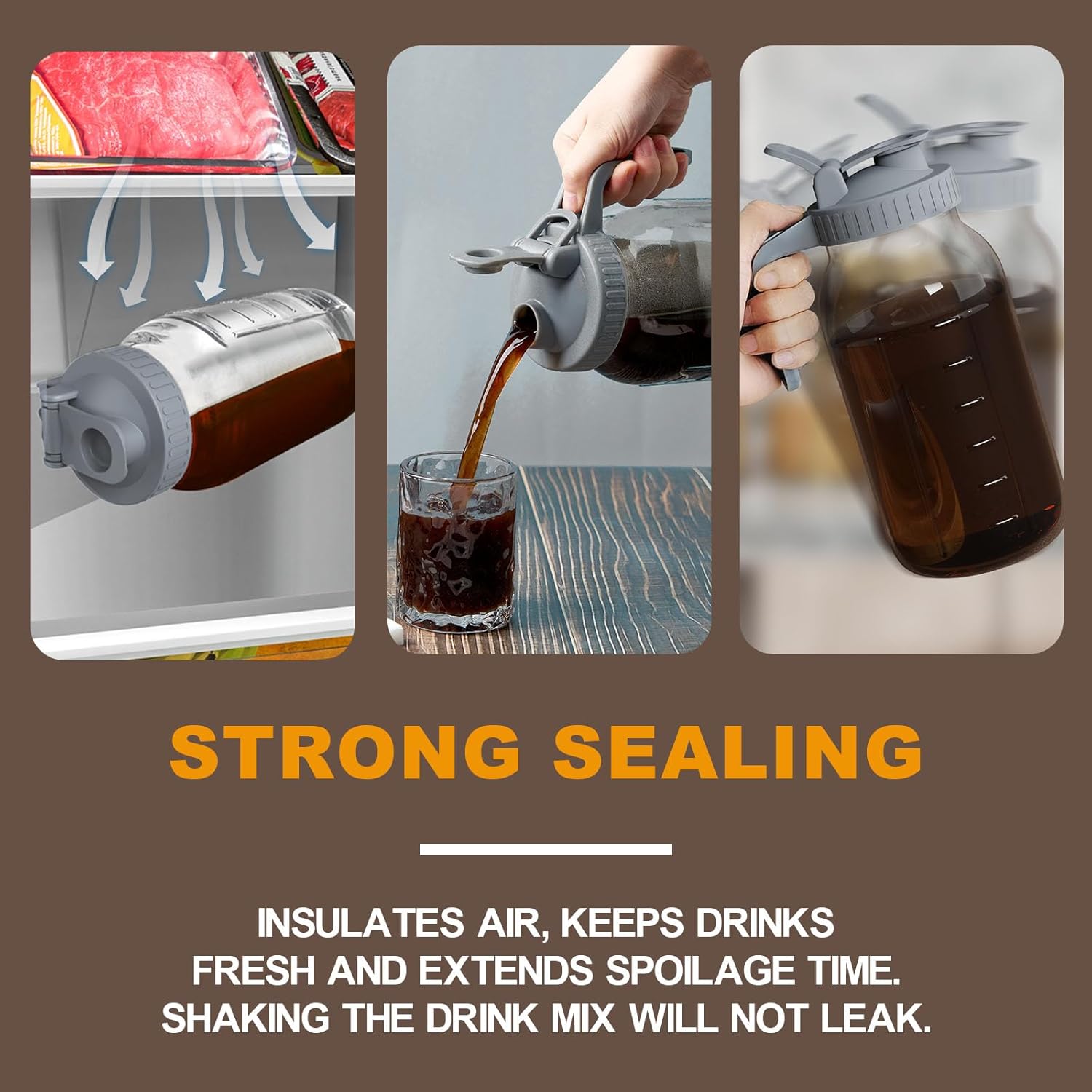 Cold Brew Coffee Maker Pitcher, 32 oz Thick Glass Mason Jar Spout Lid with Handle & Stainless Steel Filter for Iced Brew Coffee, Ice Lemonade, Sun Tea, Fruit Drinks Container