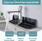 Silicone Kitchen Sink auto Drain Organizer, Kitchen countertop and Sink Splash Guard.Kitchen Sponge Rack and organizing Shelf，Suitable for Cleaning Tools, dispensers, Bottles, Cups (Transparent)