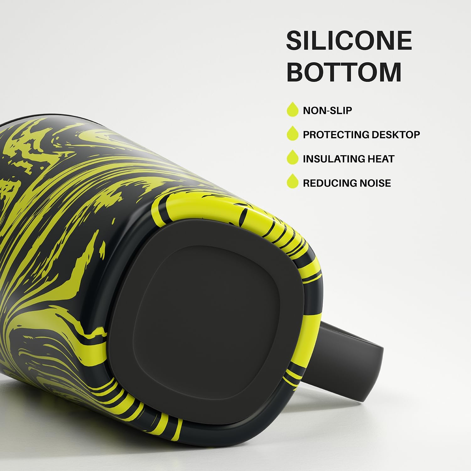 Ideus Vacuum Insulated Coffee Mug, 16oz Reusable Stainless Steel Thermal Double Walled cup with Handle and Slider Lid for Hot & Cold Beverages, BPA Free (Yellow Zebra)