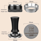 58mm Espresso Tamper Set - Spring-loaded Coffee Tamper, Adjustable Depth Espresso Distributor Leveler, Magnetic Dosing Funnel Aluminum Metal, Reusable Puck Screen, Fit for 58mm Portafilters