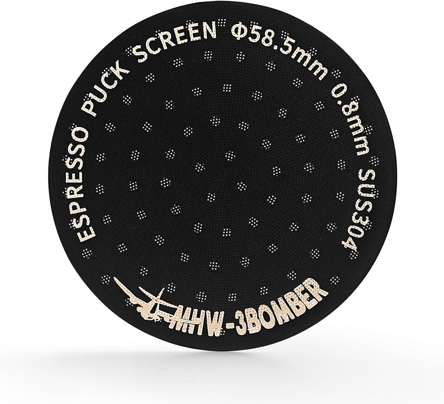 MHW-3BOMBER 58.5mm Espresso Puck Screen Metal Espresso Filter Reusable Coffee Filters for 58mm Portafilter Basket 0.8mm Thickness Titanium Coating Black FG5588-OS