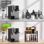 YINMIT Countertop Shelf Organizer,Coffee Bar Accessories,Spice Rack,Coffee Counter Shelf,2 Tier Coffee Organizer Station for Mugs,Cups,Cream,Syrup(Rusti Grey, Small)