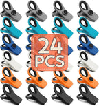 FINDMAG 24 Pack Chip Clips with Magnets – Multicolor Plastic Bag Clips for Food Storage, Snack Bags, and Refrigerator Organization (Classic Essentials)