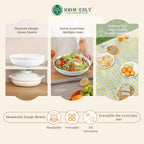 Homienly Wheat Straw Bowls,Large Salad Bowls Set of 2,Big bowls 60 OZ, Unbreakable Serving Bowls, Bowl Plates, Microwave & Dishwasher Safe Bowl Set for Outdoor, Kitchen, Serving, Camping (White)