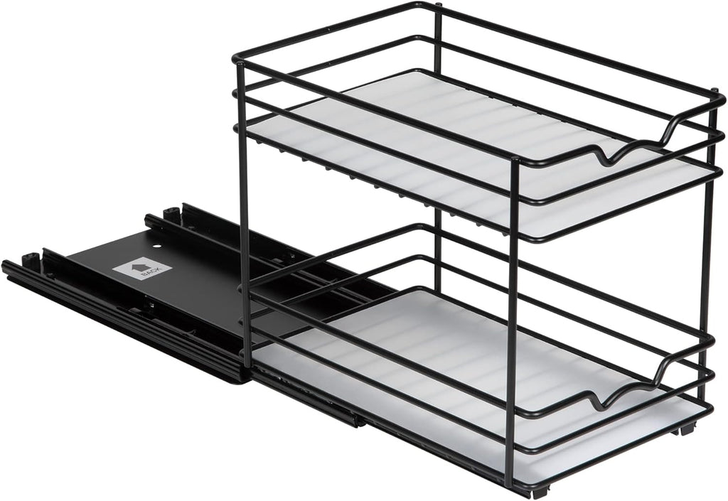Pull Out Cabinet Organizer for Spices, Cans - Heavy Duty with Lifetime Limited Warranty- Pull Out Spice Rack- Cabinet Pull Out Shelf for Cans,Dishes, Etc, 6-1/2"Wx10-3/8"Dx8-7/8"H, Black
