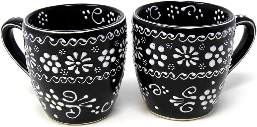 Encantada Handmade Hand-Painted Authentic Mexican Pottery Mugs (1-Pack, Ink)