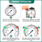 0-30psi Stainless Steel 1/4" NPT 2.5" Dial, Glycerin Liquid Filled Pressure Gauge Lower Mount Designed for Pressure Testing of Water, Oil and Air (with Range Mark Pointer)