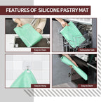 Silicone Baking Mat 20"L x 28"W, Extra Thick Dough Rolling Pad with Measurements and Edge Heightening, Non-stick Food Grade Silicone Pastry Mat for Pastry, Bread, Cookies