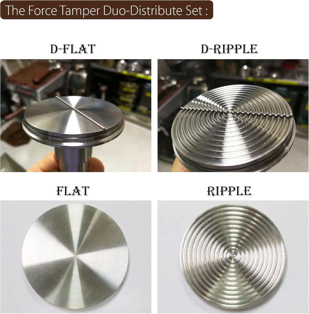 The Force Tamper Automatic Impact Coffee Tamper Adjustable Const Pressure and Autoleveling Duo-Distribute Set New (Jelly, 54.00mm)