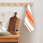 Urban Villa Kitchen Towels 100% Cotton Dish Towels for Kitchen (Set of 6)20”x30” Dish Cloths Highly Absorbent Kitchen Linen Set with Hanging Loop Perfect for Drying Dishes Cleaning Towels-Orange White