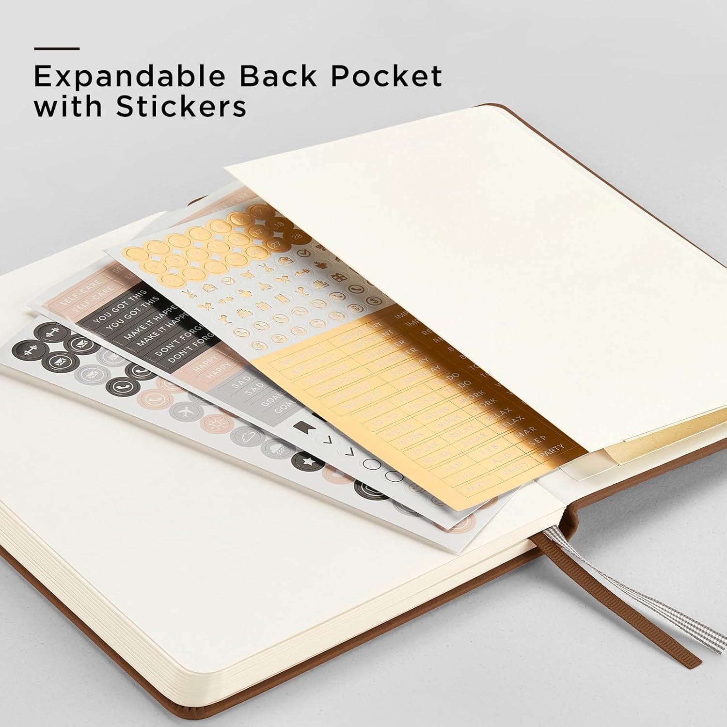 &And Per Se Dotted Journal Notebook, A5 Hardcover Bullet Dotted Journal, 160 Pages 100 gsm Thick Dotted Paper, 3 Sheets of Stickers Included - 5.7'' x 8''（Chocolate）