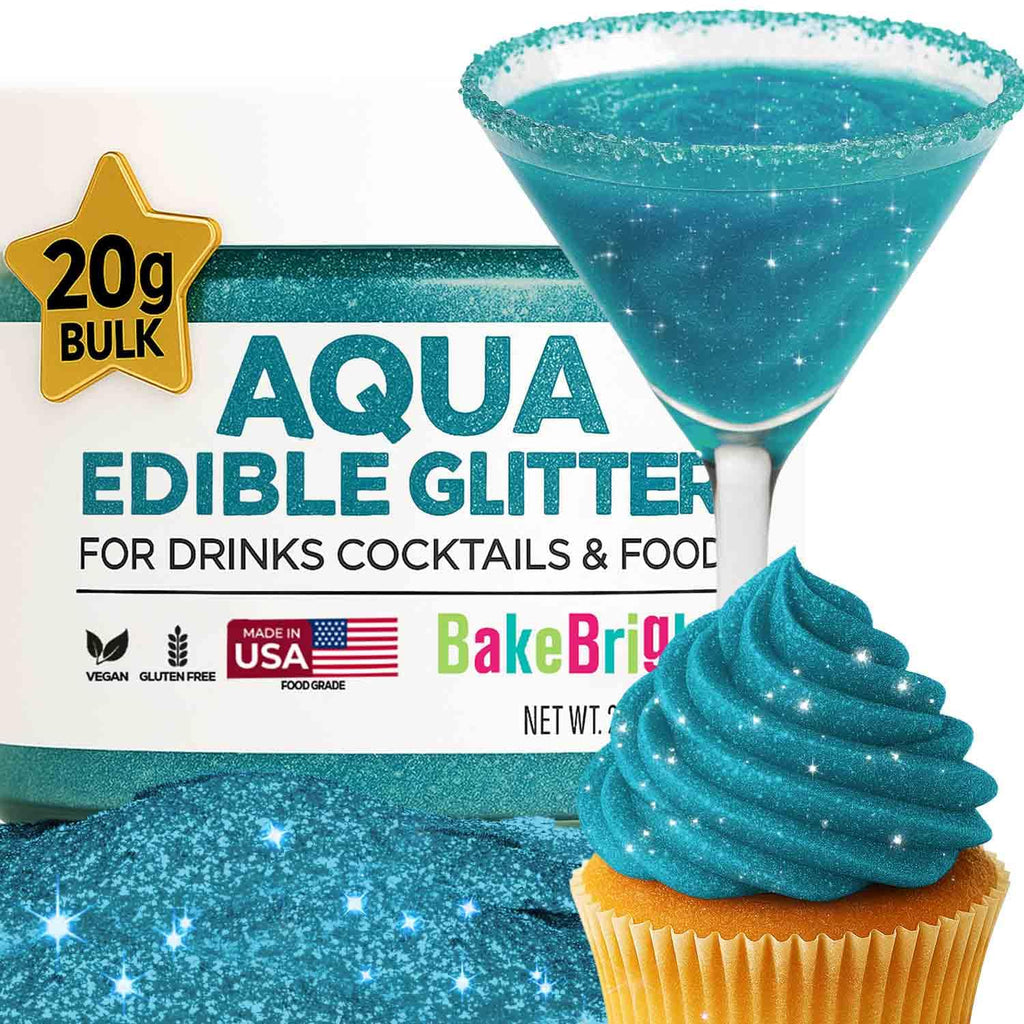 Bulk 20g Light Blue Edible Glitter for Drinks | Premium Edible Glitter for Cakes, Cocktails, Light Blue Cake Decorating Decorations Food Grade, Vegan, Kosher, Halal, Gluten Free - Made in USA