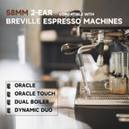 58mm Bottomless Portafilter with Double Shot Filter Basket & Wood Handle for Breville Oracle, Oracle Touch, Dual Boiler BES980XL BES990BSS BES920XL Espresso Machine