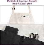 Chef Apron Unisex Two-Tone Professional Kitchen Bib Apron with 2 Pockets Cooking, Grilling, and Baking Gift