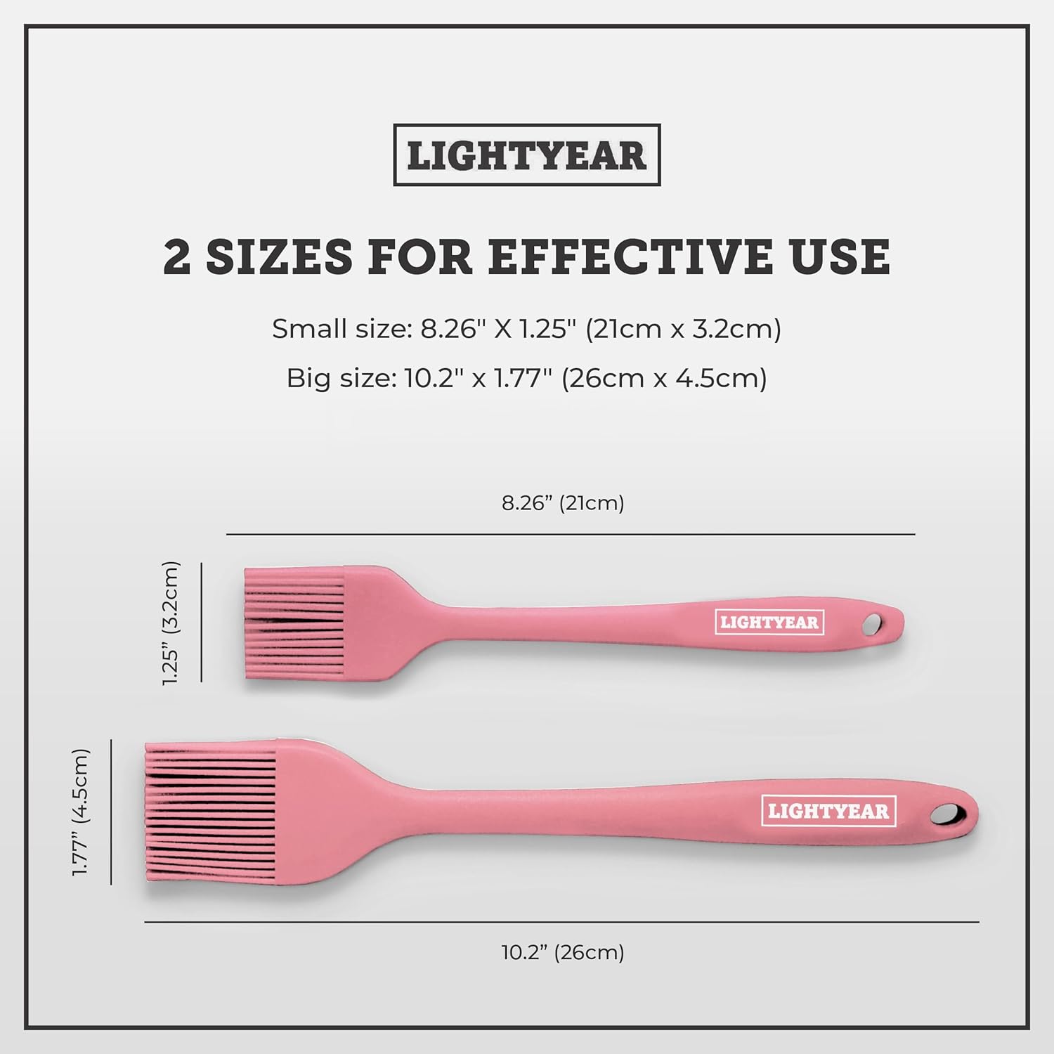 Lightyear Silicone Basting Pastry Brush Set (2 Pcs) ❘ 450°F Heat Resistant Oil Brush for Your Kitchen - Ideal For BBQ’s, Baking & Cooking | 100% Food Grade Silicone - BPA Free & Dishwasher Safe (Pink)