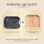 Decorative Coffee Table Serving Tray, Long Octagonal Black Wood Tray with Wooden Bead, Farmhouse Big for Ottoman Table, Countertop, Home Decor, 16.5"x13"x1.6" (Retro Black)