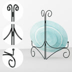 Plate Stand for Display with Hinged Folding Design, 6 Inch Picture Stands for Tables, Small Easels for Displaying Book, Art Piece, Photo and Platter, 6’’ Black, 2-Pack