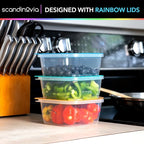 SCANDINOVIA - 25 oz Food Storage Containers with Lids - 24 sets - Dry & Hot Plastic Meal Prep - BPA Free Bento Box - Dishwasher, Microwave and Freezer Safe Stackable Clear Rectangle Bowls
