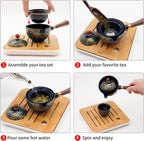 LURRIER Porcelain Chinese Gongfu Tea Set,Portable Teapot Set with 360 Rotation Tea maker and Infuser,Portable All in One Gift Bag for Travel,Home,Gifting,Outdoor and Office(Blue)