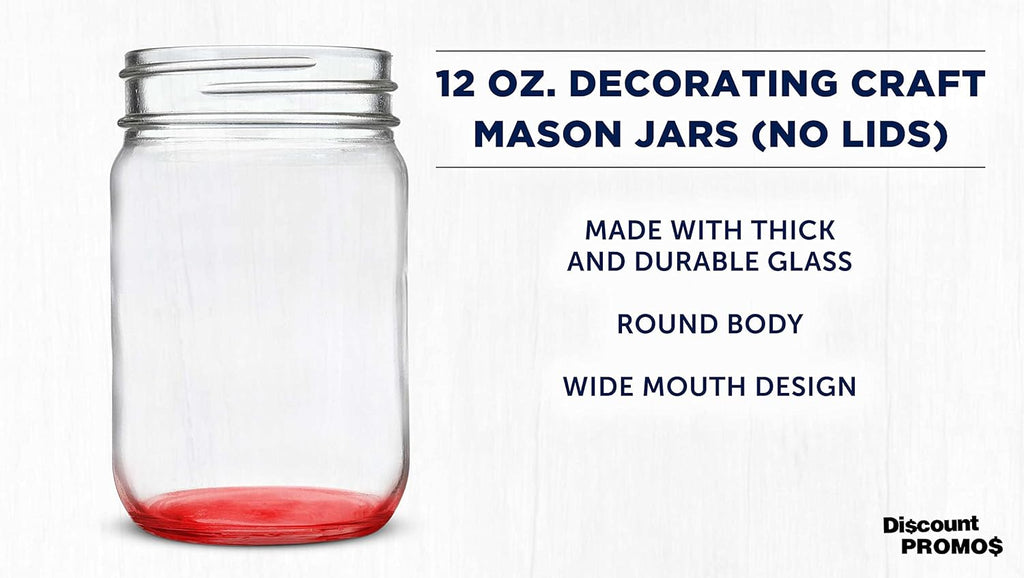 DISCOUNT PROMOS Decorating Mason Jars 12 oz. Set of 10, Bulk Pack - Glass Jars for Overnight Oats, Candies, Fruits, Pickles, Spices, Beverages - Purple