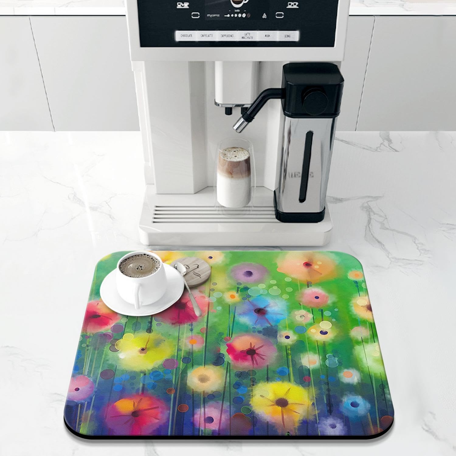 Dish Drying Mat for Kitchen Counter 16x18in Washable Quick Dish Drying Pad Rubber Backed Absorbent Draining Mat Fit Kitchen Counter,Bar,Under Sink,Dishes,Utensils,Dish Rack