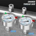 MEANLIN MEASURE 0~50Psi Stainless Steel Liquid Filled Pressure Gauge 2.5" FACE DIAL 1/4" NPT for Pool Sand Filter Water Oil Air Pressure Test Back Mount with Stainless Steel Hex Bushing and Snaps