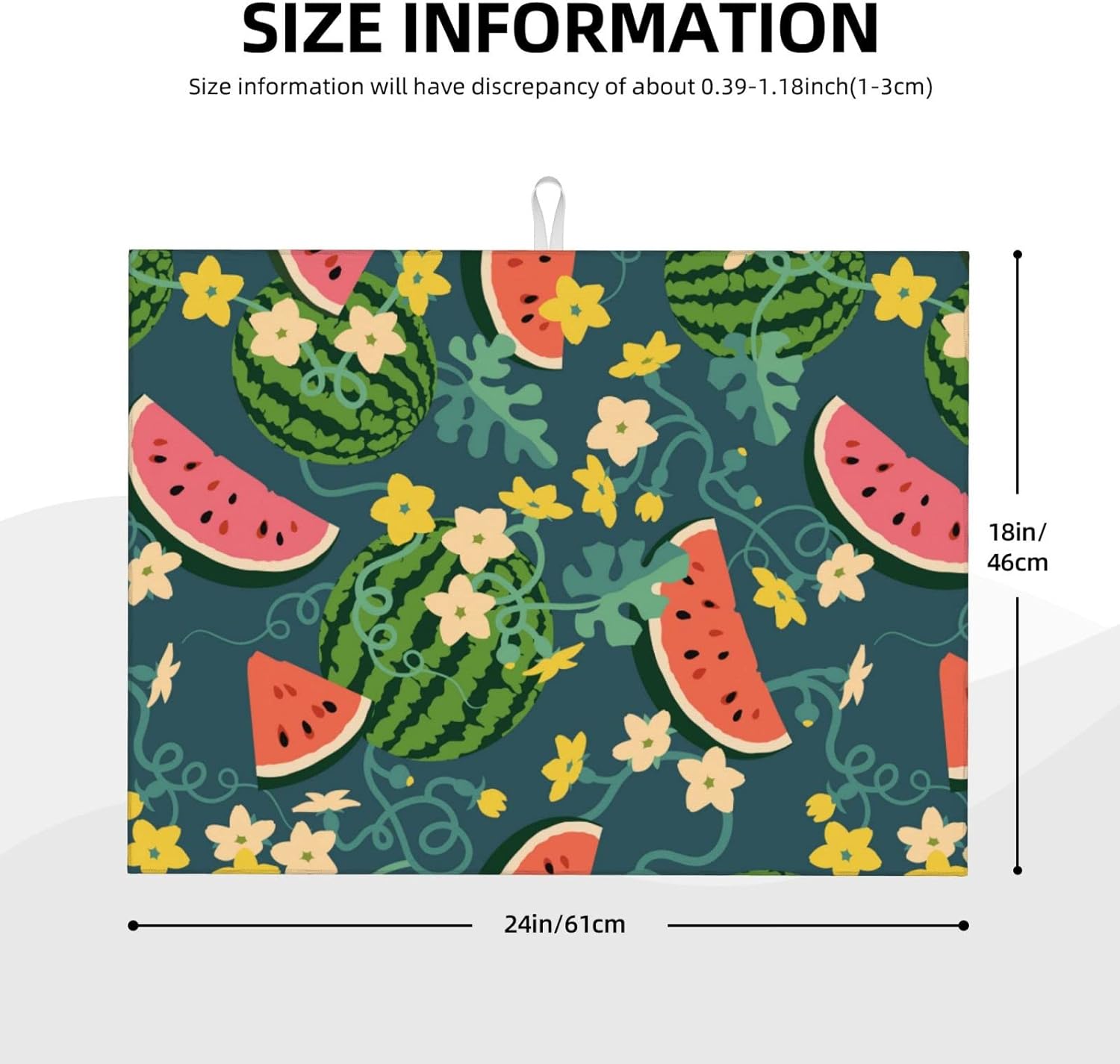 Large Dish Drying Mats For Kitchen Counter Microfiber Kitchen Drying Mat XL Draining Pad Absorbent Quick Drying Dish Mat 18x24 Inch - Watermelons